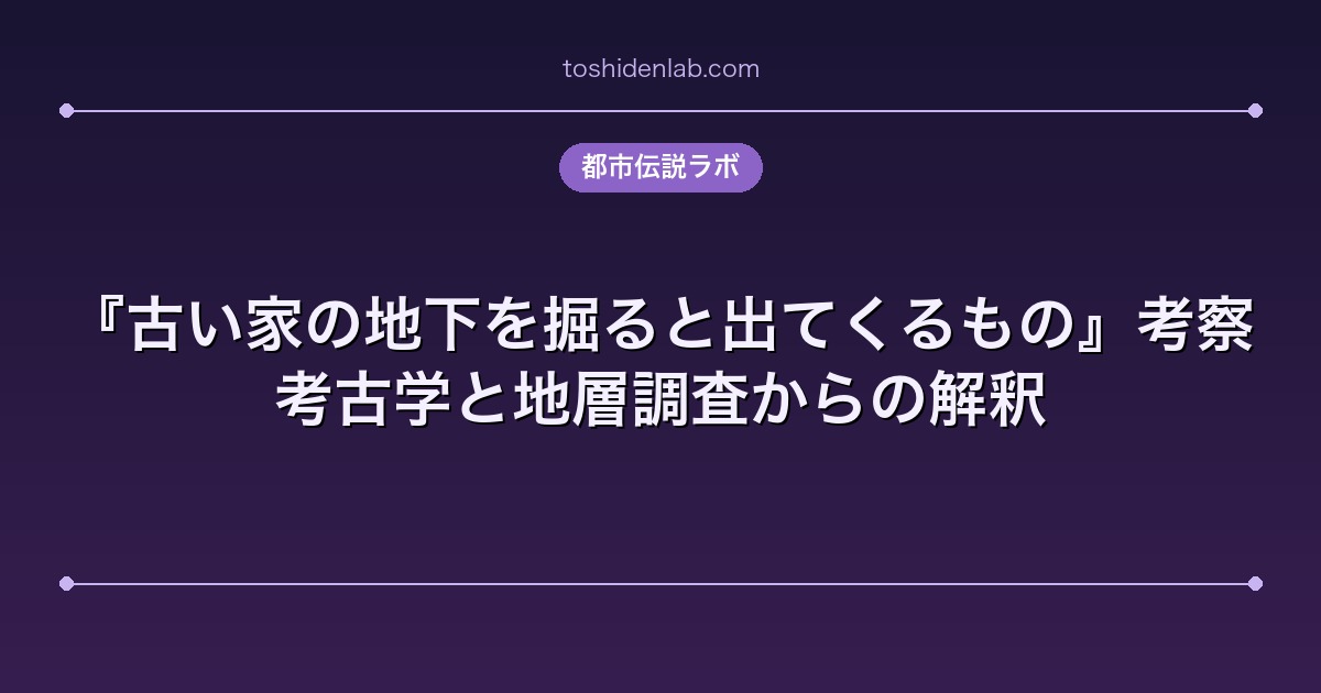 『古い家の地下を掘ると出てくるもの』考察|考古学と地層調査からの解釈