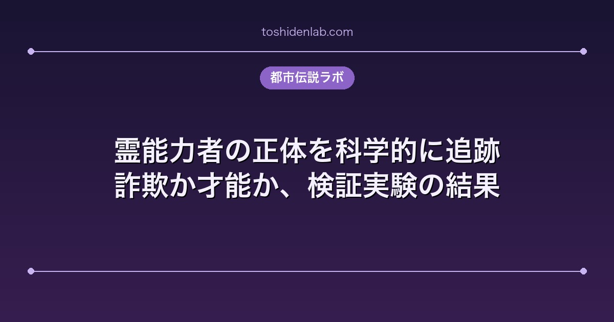 霊能力者の正体を科学的に追跡|詐欺か才能か、検証実験の結果