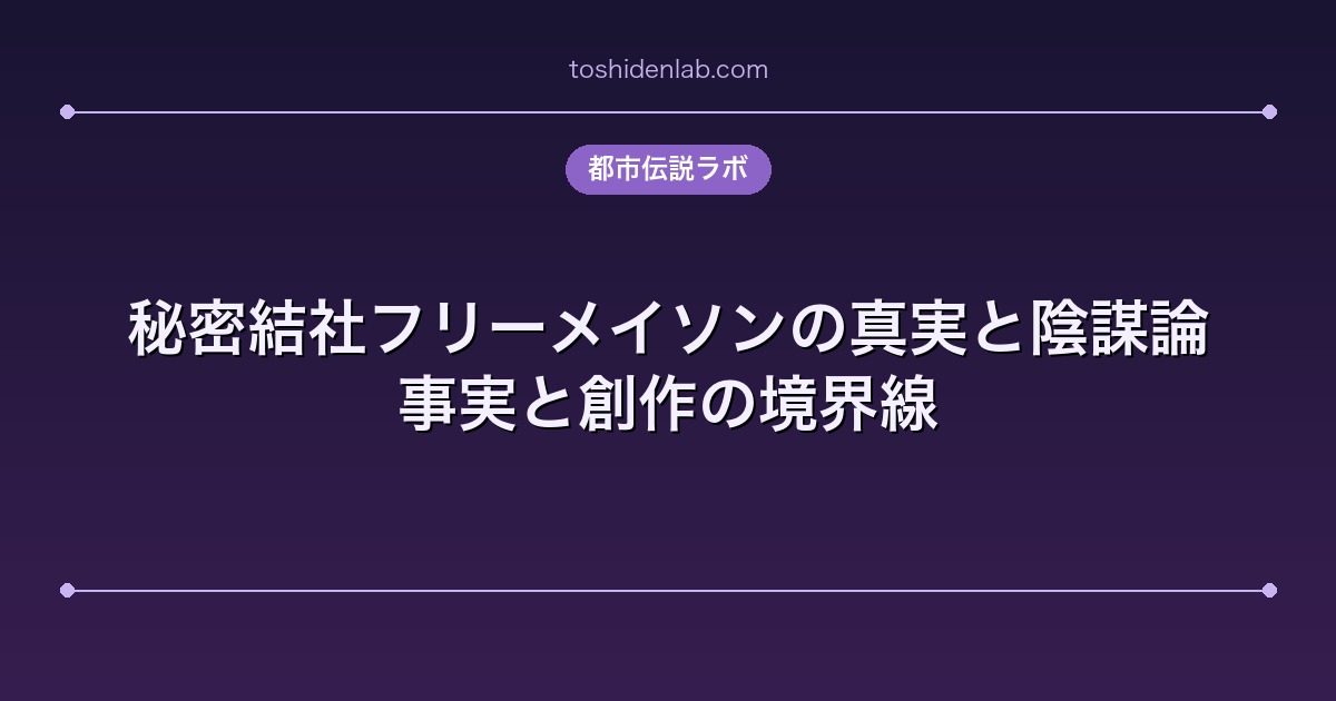 秘密結社フリーメイソンの真実と陰謀論|事実と創作の境界線