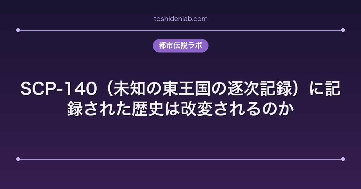 SCP-140（未知の東王国の逐次記録）に記録された歴史は改変されるのか
